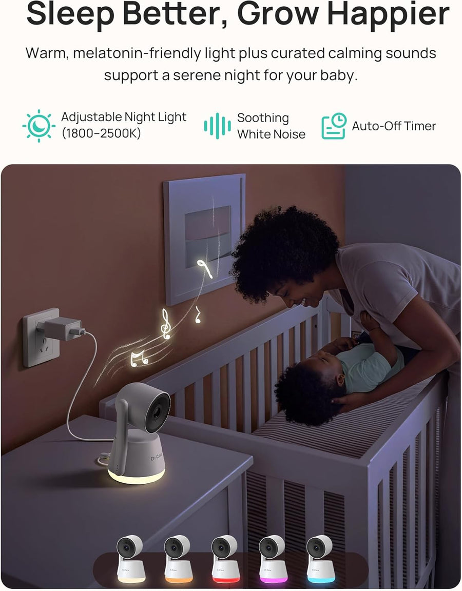 Babyphone Moniteur Bébé Intelligent WiFi 5,5" – Écran Partagé 1080P & Caméra 2K, Mode Confidentialité, Multi-Utilisateur, Batterie Amovible 5000mAh, Veilleuse RGB, Alerte Pleurs & Mouvements