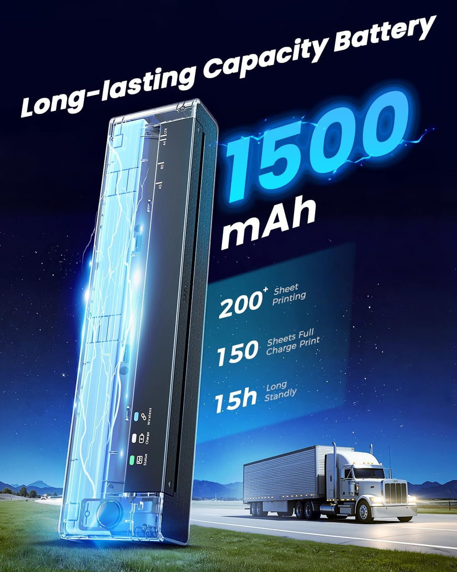 Imprimante Thermique Portable avec Étui, A28U sans Fil sans Encre A4/A5/B5, Impression Claire, Longue Autonomie, Bluetooth iOS Android