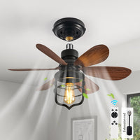 Ventilateur de plafond douille d’éclairage avec télécommande E27 Petits ventilateurs pour chambre à coucher Ferme Lampe de style industriel