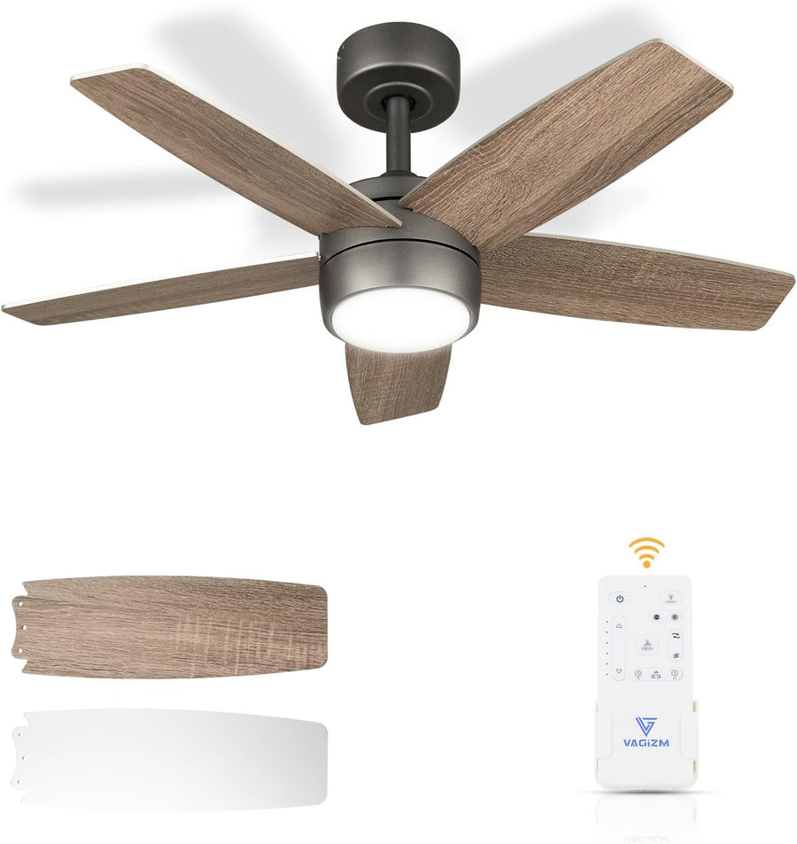 Ventilateur de Plafond 91 CM pour Petite Pièce: Moderne Avec Lumière à Intensité Variable et Télécommande - Réversible et Silencieux avec 6 Vitesses pour Petite Chambre - 230 V