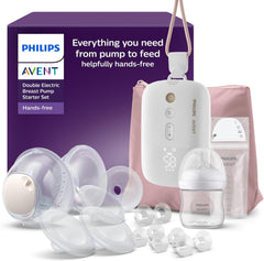 Philips Avent Kit Tire-lait électrique moteur de qualité hospitalière, imite le rythme de succion de bébé, jusqu'à 85 aspirations par min, 6 téterelles et 8 inserts, SCD553/11