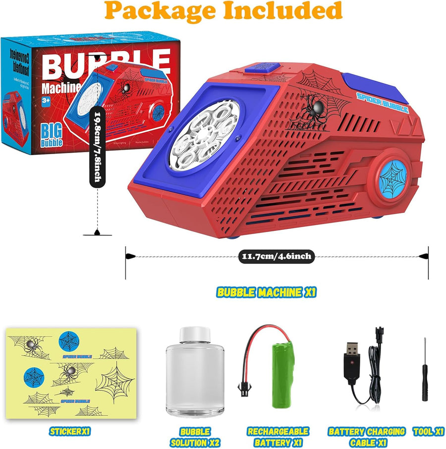 Machine à Bulles Automatique pour Enfants 10000+ Bulles par Minute, Machine à Bulles Portable Rechargeable avec 6 Grands Trous
