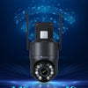 Caméra Surveillance 4K Extérieure avec Zoom Optique 5X, Vision Nocturne Couleur/IR Starlight 50m, Suivi Auto, Lumière Rouge-Bleue & Sirène, WiFi 5G/2,4G, App/PC, SD 256Go/FTP/NAS NOIR