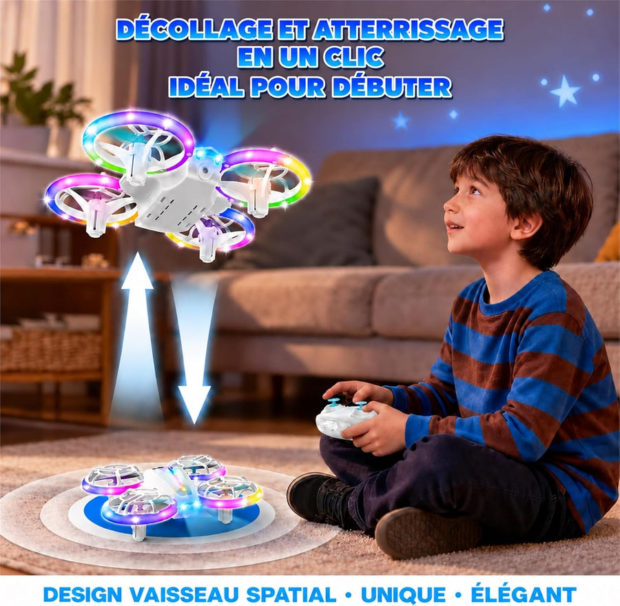 Drone avec double module lumineux (Bleu et Blanc Nebuleux)