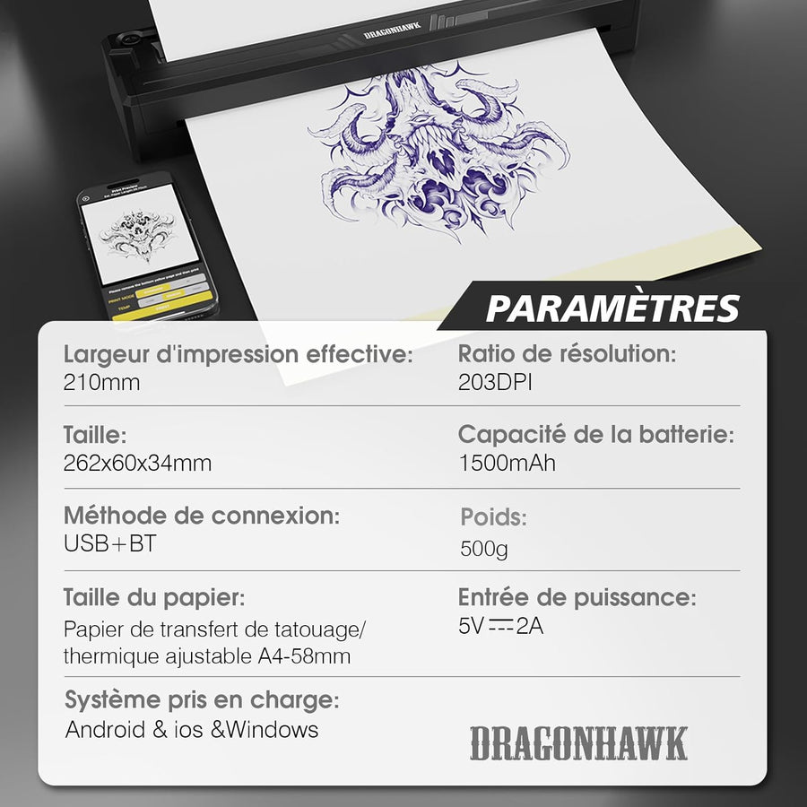 Thermocopieur Tatouage Machine de Transfert Copier Printer Stencil - Thermal Copier - Imprimante Pochoir Copieur Tatouage NOIR
