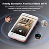 Lecteur MP3 Bluetooth WiFi, Spotify Compatible, Lecteur Musique 32 Go Streaming musical, Audible compatible, Android 14, écran 4", contrôle parental, adapté aux familles, Rose