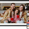 Cadre photo numérique WiFi de 15,6 pouces, cadre photo numérique intelligent, grande capacité de 32 Go, écran tactile HD IPS, rotation automatique, partagez des photos/vidéos instantanément