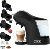 Machine à café à capsules, 5 en 1, 19 bars, multi-capsules pour Nespresso/Dolce Gusto/ESE Pads (44 mm), réservoir d'eau 1 l, 3 températures/7 quantités d'eau