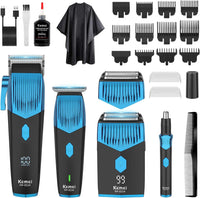 Ensemble de tondeuses à cheveux professionnelles pour homme, rasoir en aluminium, barbe, nez, oreille, kit de toilettage sans fil, tondeuse à cheveux électrique