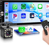 Autoradio 1DIN avec Wireless CarPlay & Android Auto,Autoradio 1 Din avec 6.9 Pouces IPS Touchscreen Mains Libres Bluetooth FM EQ Type-C USB Commande au Volant Caméra Recul Microphone