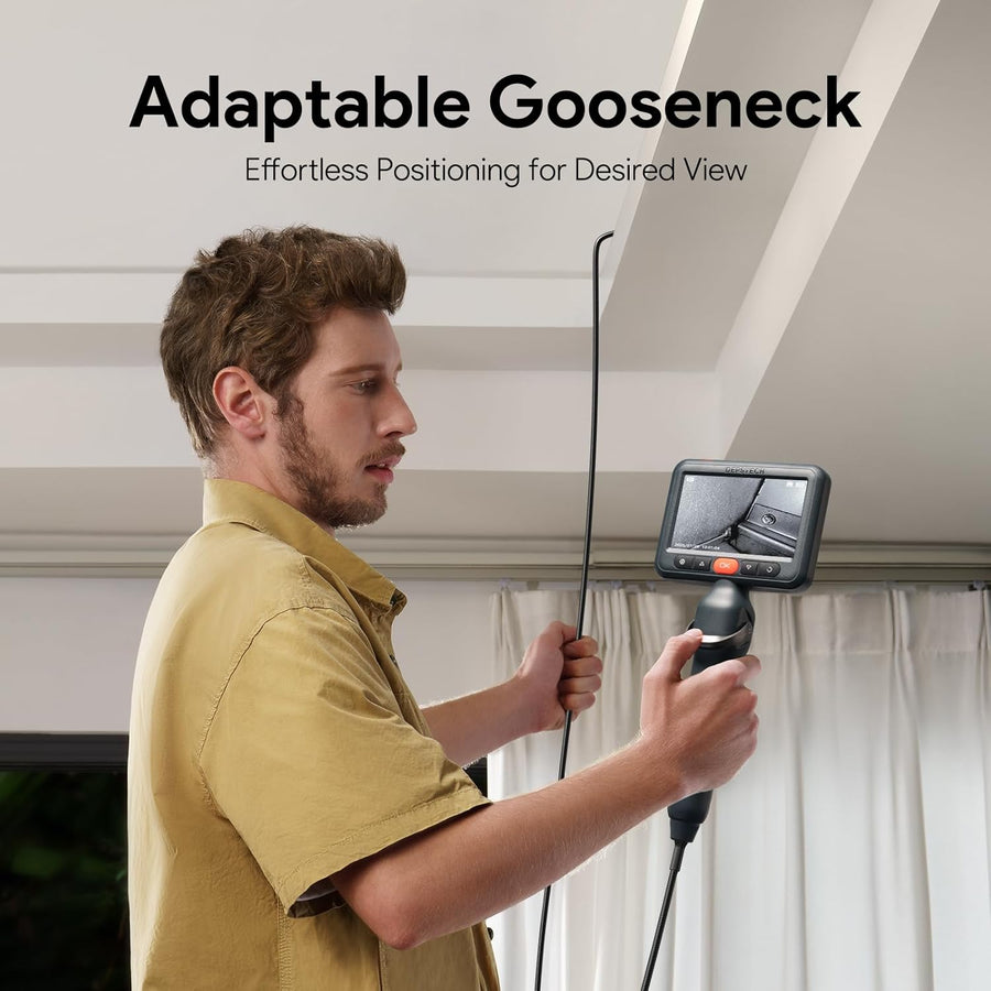 Endoscope 210° Bidirectionnelle Camera Endoscopique 5" HD 1080P Sonde 6.2mm 6 LED Luminosité Réglable Angle 78° Carte 32Go Flexible 1.5m IP67 Pour Inspection Auto Egouts Plomberie