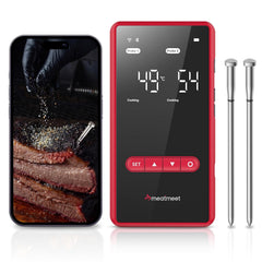 Thermomètre à viande sans fil avec Bluetooth et Wi-Fi, 2 sondes, 6 capteurs