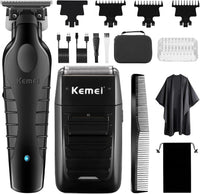 Tondeuse à cheveux professionnelle et rasoirs en aluminium, tondeuse à cheveux sans fil pour homme, kit de rasoir, tondeuse à cheveux électrique à lame en T, tondeuse à cheveux zéro écart