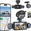 Dashcam Voiture Avant Arrière 1080P, 5GHz WiFi Caméra Embarquée Voiture avec Carte SD 64G, Écran IPS de 3″, Vision Nocturne, Capteur G, Enregistrement en Boucle, Grand Angle 170°