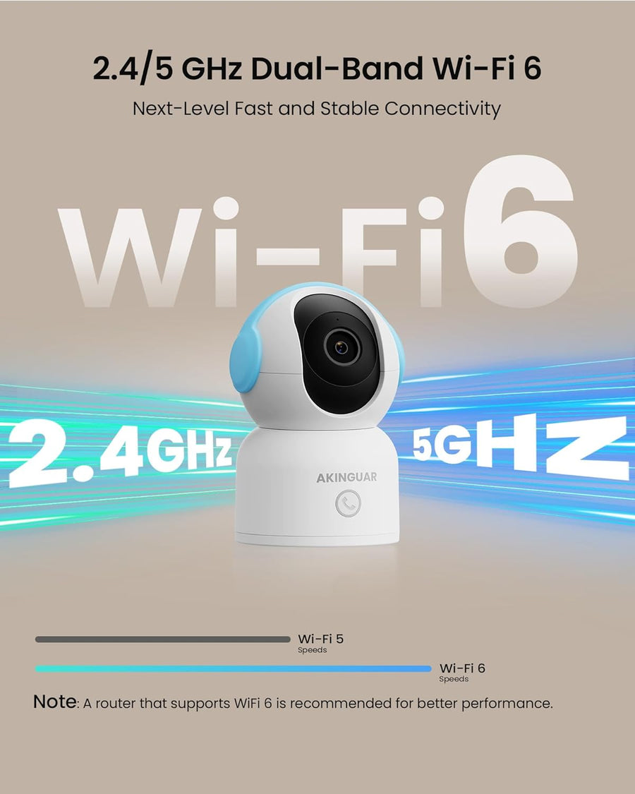 Caméra Surveillance 4K 8MP WiFi Intérieure, 2,4G/5GHz 360° IP Caméra Bébé, Détection de Personne/Animaux/Pleurs, Audio Bidirectionnel, Vision Nocturne, avec Carte Mémoire 64Go