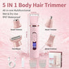 Tondeuse de bikini électrique 5 en 1, étanche IPX7 epilateur electrique femme les aisselles, les jambes, les bras et le maillot