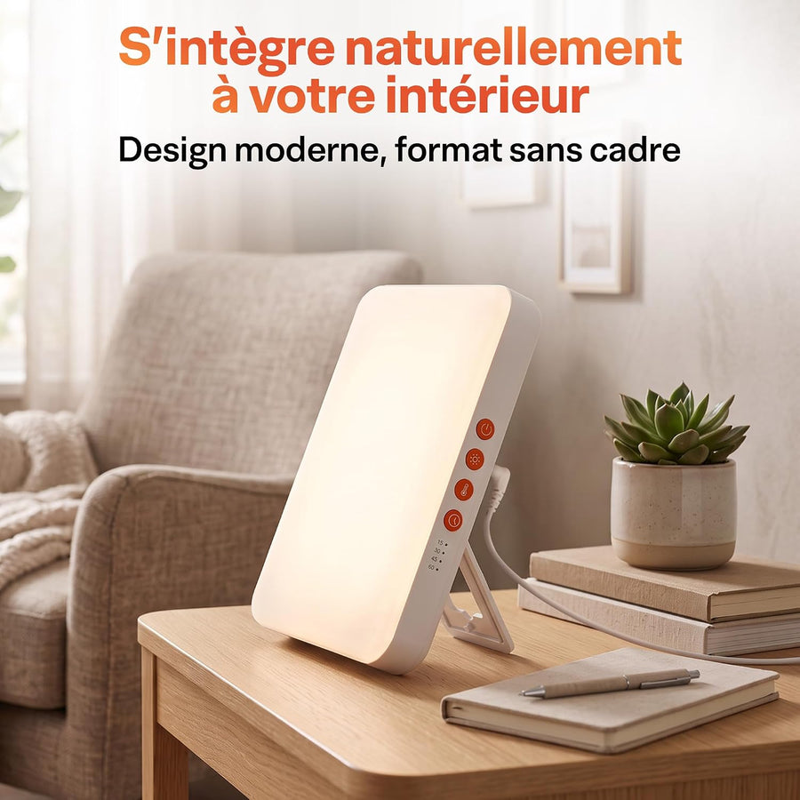 Lampe Luminothérapie 20000 Lux - Séances Courtes, Lumière du Jour Sans UV Puissante Lampe de Luminothérapie pour l'Hiver - Sans Scintillement, 6000/10000/15000/20000 Lux, 3 Températures de Couleur