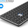 Kit Clavier et Souris Bluetooth pour Mac, Clavier et Souris sans Fil AZERTY Français Rechargeable avec 3 Canaux Bluetooth pour Apple Mac Pro/Mini, MacBook Pro/Air, iMac, iMac Pro, Gris Foncé