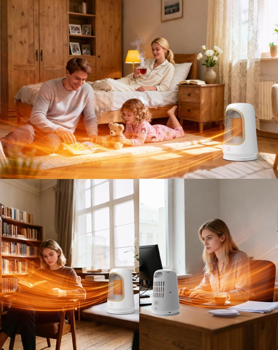 Radiateur soufflant 1500W PTC céramique chauffant, chauffage d’appoint portable - Faible consommation d’énergie, silencieux, protection anti-basculement et contre la surchauffe
