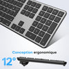 Kit Clavier et Souris Bluetooth pour Mac, Clavier et Souris sans Fil AZERTY Français Rechargeable avec 3 Canaux Bluetooth pour Apple Mac Pro/Mini, MacBook Pro/Air, iMac, iMac Pro, Gris Foncé