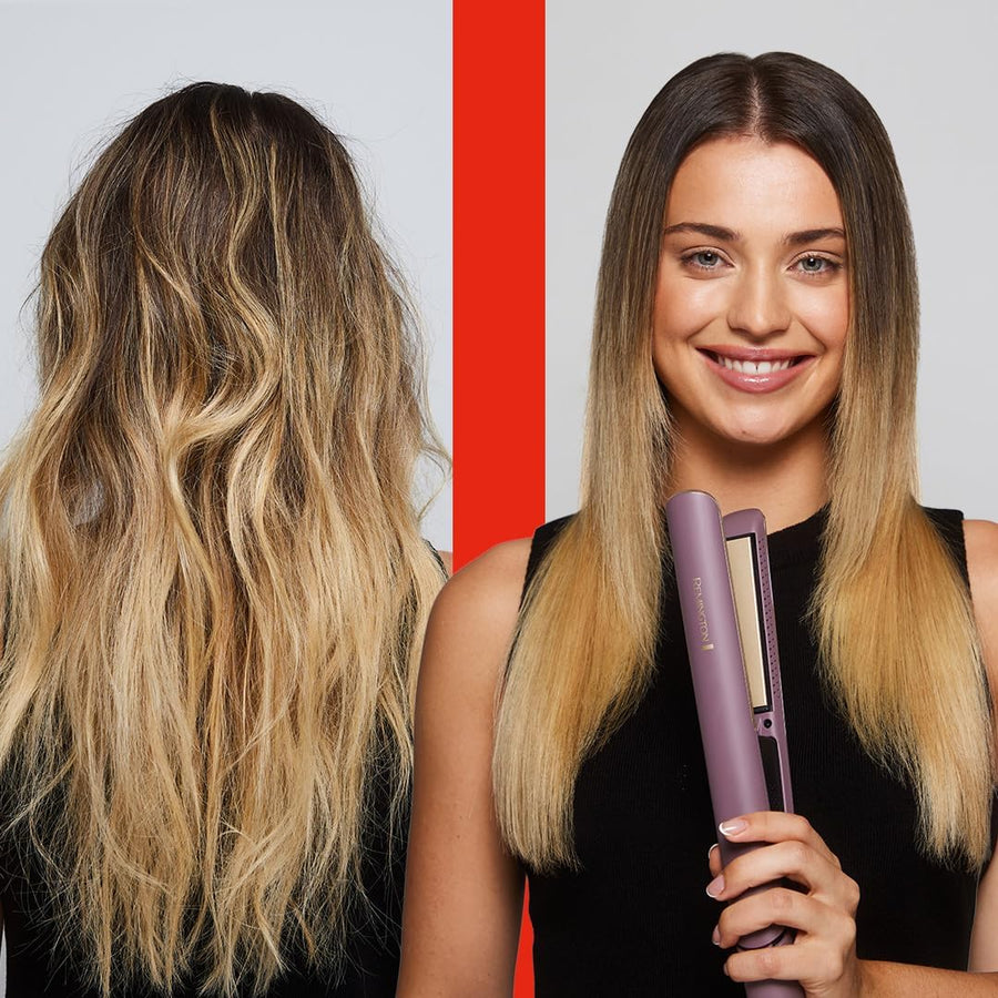 Remington AIRvive Lisseur Cheveux Technologie Ionic Air : résultats de coiffage longue durée Revêtement ultra-céramique avec micro-actifs plaques étroites,écran LCD, 150-230°C Fer à lisser