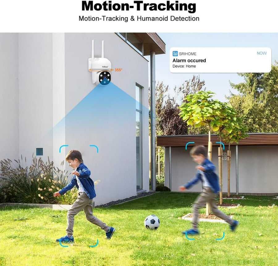 Caméra Surveillance WiFi Extérieure 1080p Caméra de sécurité Vision Nocturne Suivi Automatique Détection Mouvement