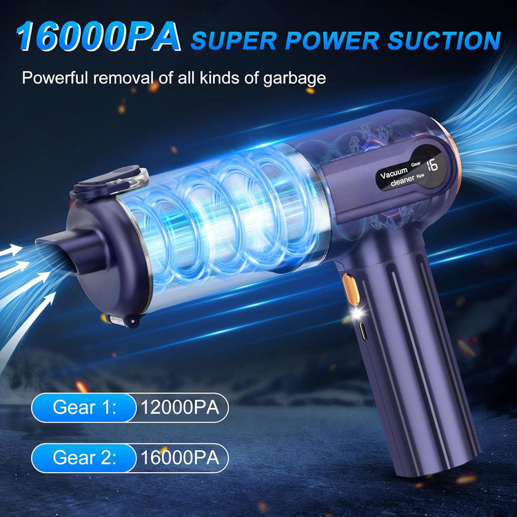 Aspirateur à Main Voiture Puissant Sans Fil 16000Pa Affichage LED Rechargeable VIOLET