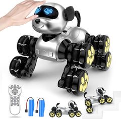 Jouet Chien Robot Enfants, 8WD Robot Jouet Télécommandé, RC Programmable Chien, Jouet Intelligent Pet Danse Musique