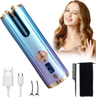 Fer A Boucler Automatique Boucleur à Cheveux Sans Fil Rechargeable Anti-Brûlures avec Minuteur et 6 Température