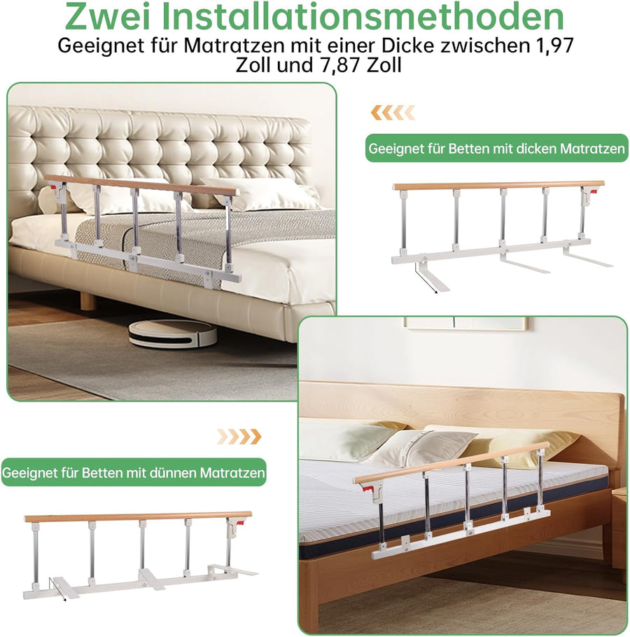 Garde latérale pour barrière de lit pour Personnes âgées, Protection latérale de sécurité Pliable pour Adultes, Main Courante de sécurité, Barre d'appui pivotante, Cinq cloisons