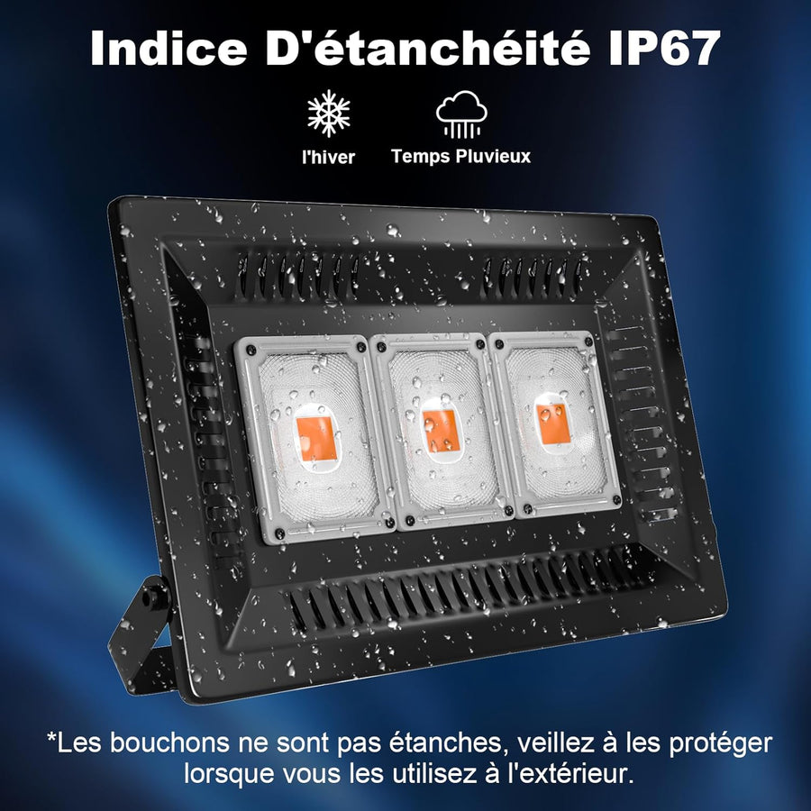 Lampe Horticole 600W étanche, LED Horticole Spectre Complet P600, IP67 Tanche COB Lampe de Plante, Grow Light LED Culture Tout Au Long De L'AnnéE Avec Un éClairage De 270°