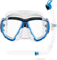 CRESSI Big Eyes + Seal Dry Combo Clear/Azure - Ensemble Combiné pour Adultes Masque Big Eyes et Tuba Innovant Seal Dry, Idéal pour la Plongée et Le Snorkeling Taille Unique