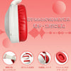 Casque Retour Audio Enfants, sans Fil & Filaire, 120H d'autonomie Microphone caché, Voleme Limité 85dB, Bluetooth 6.0, Câble AUX 3,5 mm, Doux et Confortable, Pliable, rouge