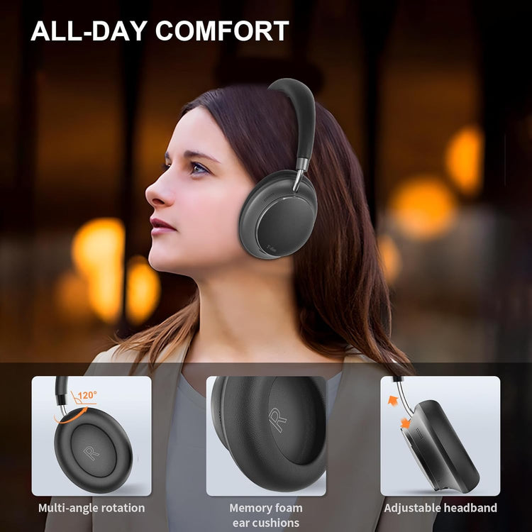 Casque Sans Fil Réduction du Bruit Hybride Audio Spatial Mode Transparence Bluetooth 5.3 Egaliseur Personnalisé Via Application Autonomie 55h NOIR