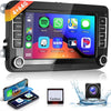 Autoradio 7" Bluetooth pour VW Golf 5 6 Polo Passat Skoda Touran Seat Carplay sans Fil Android Auto, WiFi GPS Navi HiFi RDS/Radio FM 2 DIN avec caméra de recul AHD/DVR/Canbus