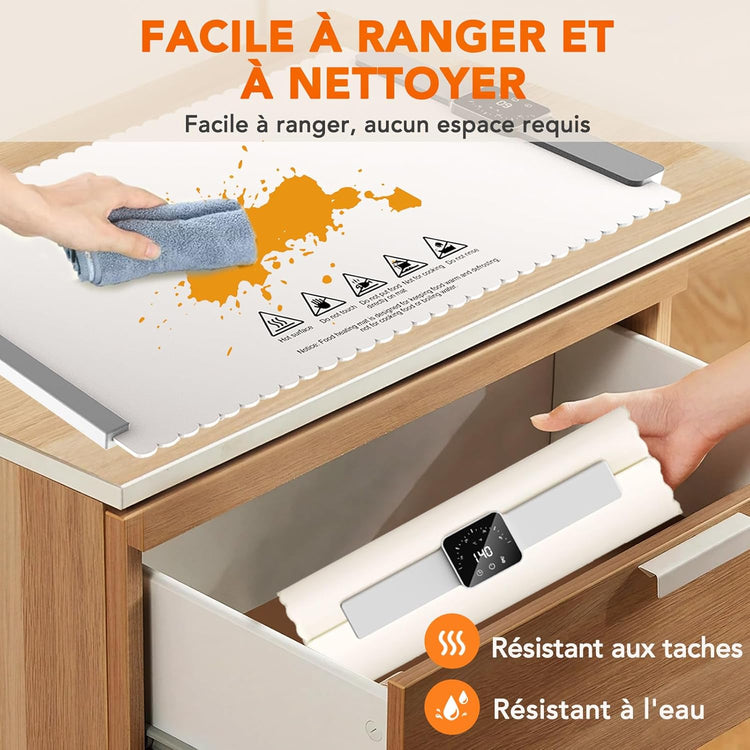 Chauffe Plat Électrique Silicone Premium Réglages Température Chauffage sur Toute la Surface