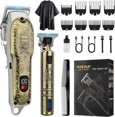Kit tondeuse à cheveux et tondeuse à barbe, rechargeable par USB, avec 8 peignes guides et écran LED