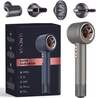 Sèche-cheveux ionique compact et puissant avec diffuseur pour boucles, air froid, brushing et coiffure professionnelle - Silencieux, léger, multifonction Accessoires inclus BLEU