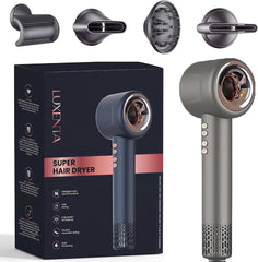 Sèche-cheveux ionique compact et puissant avec diffuseur pour boucles, air froid, brushing et coiffure professionnelle - Silencieux, léger, multifonction Accessoires inclus BLEU