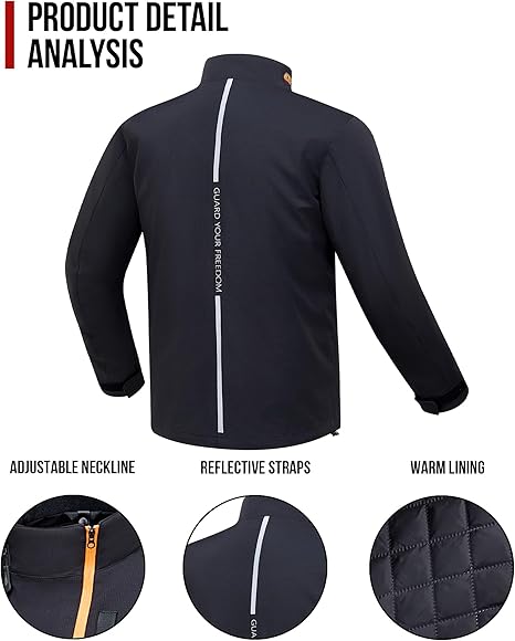 Veste Moto Homme Taille L Toutes Saisons avec CE Epaulettes Coudières Equipement pour Motocyclistes, Doublure Amovible,Coupe-Vent et Résistante au Froid