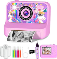 Appareil Photo Enfants, Impression Instantanée, Appareil Photo Numérique à Double Objectif Avant et Arrière pour Selfies, Prise de Vidéos en 1080p
