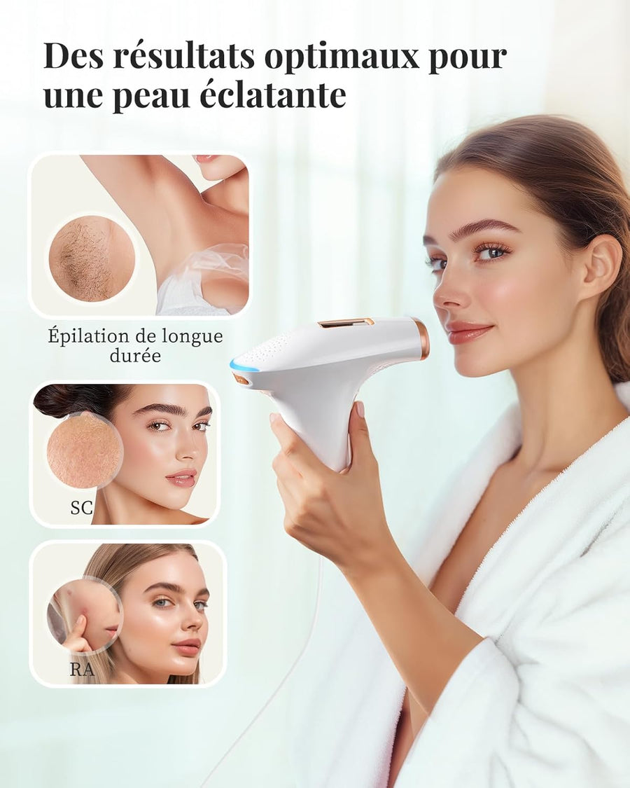 Epilateur Lumiere Pulsée IPL 9 Niveaux 3 Fonctions Epilation Definitive Corps Visage Aisselle Jambe Maillot