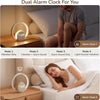 Réveil Lumineux Simulateur d'Aube, Vibration sans Fil et Commande à Distance pour Gros Dormeurs, Double Alarme, Lampe de Chevet avec Horloge Numérique pour Sourds