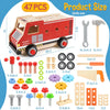 Jouet en Bois, Boite a Outils, Camion de Pompier Voiture Enfant, Montessori Jeux, 47 Pièces