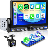 Ecran Carplay sans Fil Autoradio 1Din avec Android Auto, Écran Tactile 7 Pouces Poste Radio Voiture 1 Din Bluetooth, Lien Miroir, FM Type-C/USB/AUX, MP5 Lecteur Vidéo en Ligne avec Caméra Recul