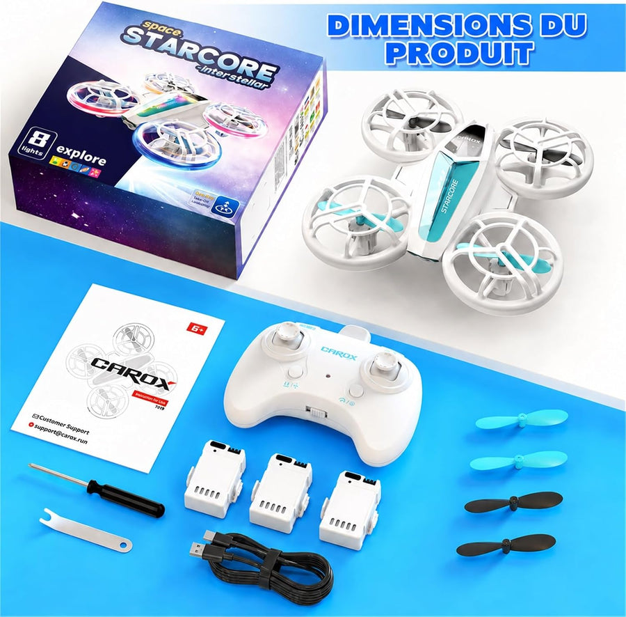 Drone avec double module lumineux (Bleu et Blanc Nebuleux)