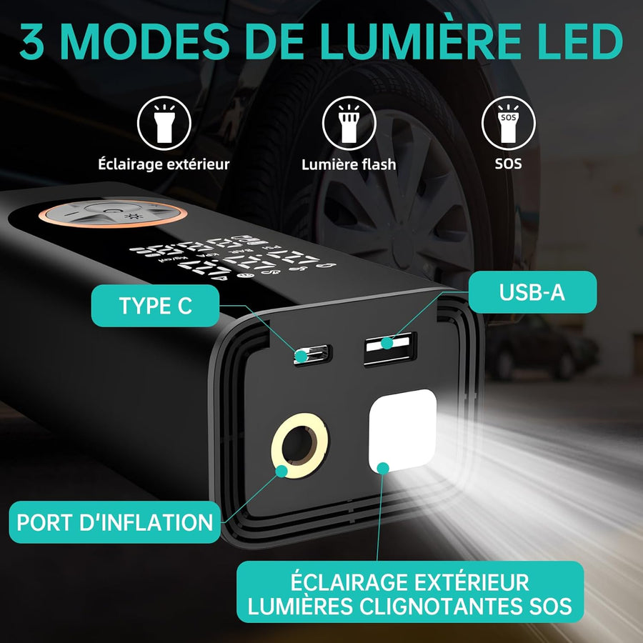Gonfleur de pneus sans fil compresseur d'air portable pompe à pneus de voiture numérique DC 12V 150PSI pompe à air électrique