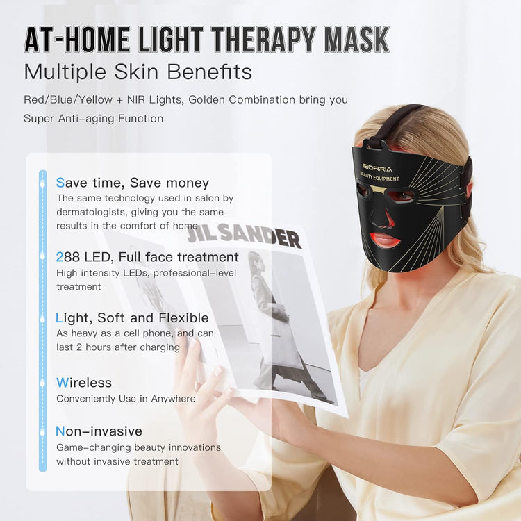 Masque Facial LED Luminothérapie Thérapie Lumière Rouge Anti-Âge 3 Couleurs Raffermissant Éclaircissement Beauté