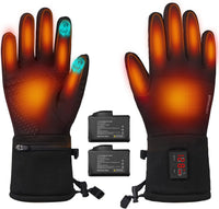 Gants Chauffants Fins Homme Femme Taille L, 2200mAh, LED, Tactile Hiver Gants fins batterie 7,4V, 3 niveaux 40–65°C LED, chauffe 5 doigts + paume + dos, tactile pour ski, vélo, moto, randonnée