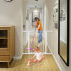 Barriere de Securite Enfant, sans perçage, Extra Haute, 92 cm de Hauteur, 75 à 124 cm de Large, avec 3 rallonges, pour Enfants, Chiens et Chats, Fermeture Automatique et arrêt à 90° BLANC